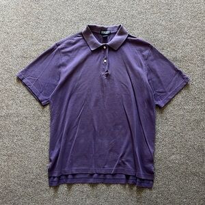 Vintage 90s Lands End Purple Short Sleeve Polo Men’s L 14-16 Cotton Casual Top